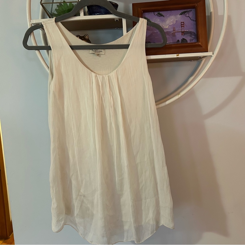 Via Signoria Italy Women’s Small S Lined Silk Sleeveless Blouse Shirt